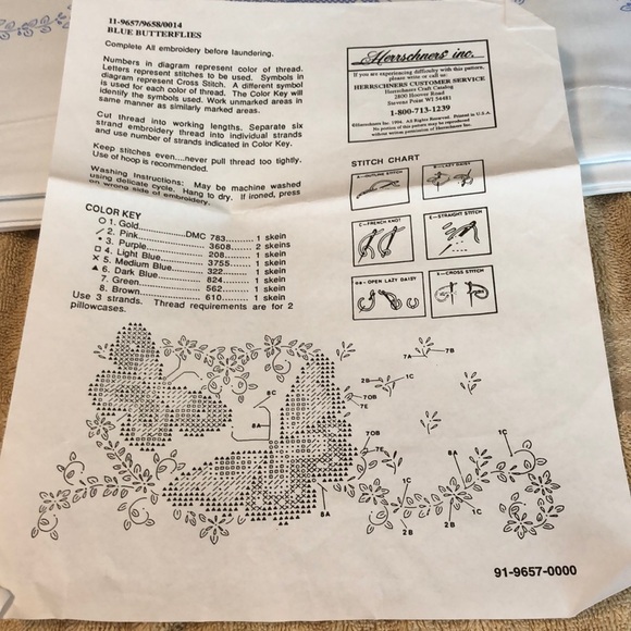 Herrschner’s Stamped cross stitch Kit 11-9657 Pillowcases Blue Butterflies - Picture 2 of 9